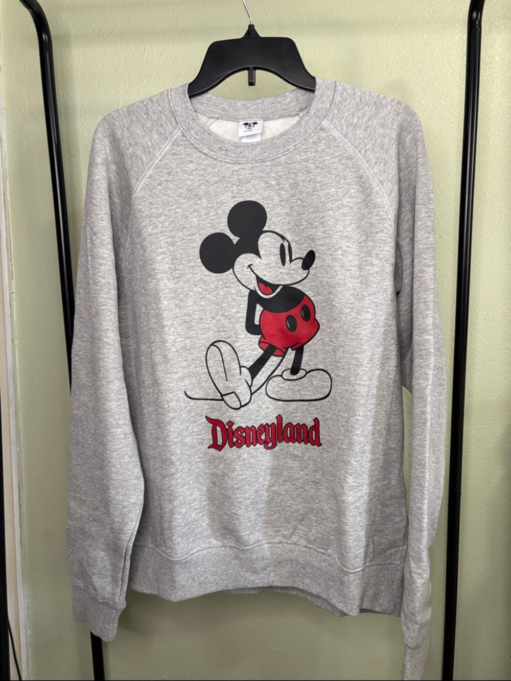 Disney Gray Crewneck Sweatshirt with Mickey Mouse and Red Accents